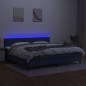 vidaXL Cama box spring con colchón y LED tela azul 200x200 cm vidaXL Cama box spring con colchón y LED tela azul 200x200 cm