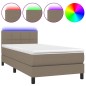 vidaXL Cama box spring colchón y luces LED tela gris taupe 90x200 cm