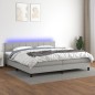 vidaXL Cama box spring con colchón tela y LED gris claro 200x200 cm vidaXL Cama box spring con colchón tela y LED gris claro 200x200 cm