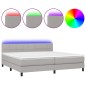 vidaXL Cama box spring con colchón tela y LED gris claro 200x200 cm vidaXL Cama box spring con colchón tela y LED gris claro 200x200 cm