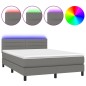 vidaXL Cama box spring colchón y luces LED tela gris oscuro 140x190 cm vidaXL Cama box spring colchón y luces LED tela gris oscuro 140x190 cm