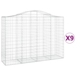 vidaXL Cestas gaviones 9 uds forma de arco hierro 200x50x140/160 cm
