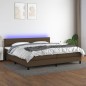 vidaXL Cama box spring colchón luces LED tela marrón oscuro 200x200 cm vidaXL Cama box spring colchón luces LED tela marrón oscuro 200x200 cm