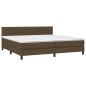 vidaXL Cama box spring colchón luces LED tela marrón oscuro 200x200 cm vidaXL Cama box spring colchón luces LED tela marrón oscuro 200x200 cm