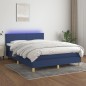 vidaXL Cama box spring colchón y luces LED tela azul 140x190 cm vidaXL Cama box spring colchón y luces LED tela azul 140x190 cm