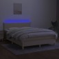 vidaXL Cama box spring con colchón y LED tela crema 140x200 cm vidaXL Cama box spring con colchón y LED tela crema 140x200 cm