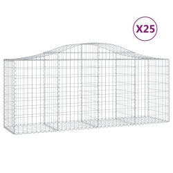 vidaXL Cestas de gaviones 25 uds forma de arco hierro 200x50x80/100 cm