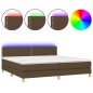 vidaXL Cama box spring con colchón LED tela marrón oscuro 200x200 cm vidaXL Cama box spring con colchón LED tela marrón oscuro 200x200 cm