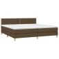 vidaXL Cama box spring con colchón LED tela marrón oscuro 200x200 cm vidaXL Cama box spring con colchón LED tela marrón oscuro 200x200 cm