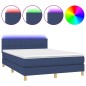 vidaXL Cama box spring con colchón y LED tela azul 140x200 cm 