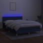 vidaXL Cama box spring con colchón y LED tela azul 140x200 cm 
