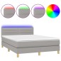 vidaXL Cama box spring colchón y luces LED tela gris claro 140x190 cm vidaXL Cama box spring colchón y luces LED tela gris claro 140x190 cm
