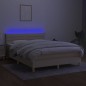 vidaXL Cama box spring colchón y luces LED tela crema 140x190 cm vidaXL Cama box spring colchón y luces LED tela crema 140x190 cm