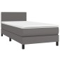 vidaXL Cama box spring y colchón LED cuero sintético gris 90x190 cm vidaXL Cama box spring y colchón LED cuero sintético gris 90x190 cm
