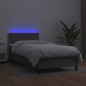 vidaXL Cama box spring y colchón LED cuero sintético gris 90x190 cm vidaXL Cama box spring y colchón LED cuero sintético gris 90x190 cm