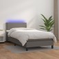 vidaXL Cama box spring y colchón LED cuero sintético gris 90x200 cm vidaXL Cama box spring y colchón LED cuero sintético gris 90x200 cm
