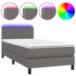 vidaXL Cama box spring y colchón LED cuero sintético gris 90x200 cm vidaXL Cama box spring y colchón LED cuero sintético gris 90x200 cm