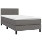 vidaXL Cama box spring y colchón LED cuero sintético gris 90x200 cm vidaXL Cama box spring y colchón LED cuero sintético gris 90x200 cm