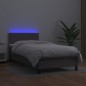 vidaXL Cama box spring y colchón LED cuero sintético gris 90x200 cm vidaXL Cama box spring y colchón LED cuero sintético gris 90x200 cm