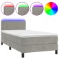 vidaXL Cama box spring colchón y LED terciopelo gris claro 90x190 cm vidaXL Cama box spring colchón y LED terciopelo gris claro 90x190 cm