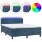 vidaXL Cama box spring colchón y LED terciopelo azul oscuro 140x190 cm vidaXL Cama box spring colchón y LED terciopelo azul oscuro 140x190 cm