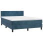 vidaXL Cama box spring colchón y LED terciopelo azul oscuro 140x190 cm vidaXL Cama box spring colchón y LED terciopelo azul oscuro 140x190 cm