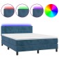 vidaXL Cama box spring colchón y LED terciopelo azul oscuro 140x200 cm vidaXL Cama box spring colchón y LED terciopelo azul oscuro 140x200 cm