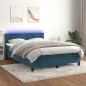 vidaXL Cama box spring colchón y LED terciopelo azul oscuro 140x190 cm vidaXL Cama box spring colchón y LED terciopelo azul oscuro 140x190 cm