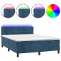 vidaXL Cama box spring colchón y LED terciopelo azul oscuro 140x190 cm vidaXL Cama box spring colchón y LED terciopelo azul oscuro 140x190 cm