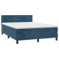 vidaXL Cama box spring colchón y LED terciopelo azul oscuro 140x190 cm vidaXL Cama box spring colchón y LED terciopelo azul oscuro 140x190 cm
