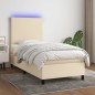 vidaXL Cama box spring colchón y luces LED tela crema 80x200 cm