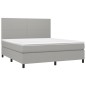 vidaXL Cama box spring colchón y luces LED tela gris claro 180x200 cm