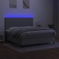 vidaXL Cama box spring colchón y luces LED tela gris claro 180x200 cm