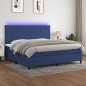 vidaXL Cama box spring colchón y luces LED tela azul 200x200 cm vidaXL Cama box spring colchón y luces LED tela azul 200x200 cm