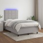 vidaXL Cama box spring con colchón tela y LED gris claro 120x200 cm vidaXL Cama box spring con colchón tela y LED gris claro 120x200 cm