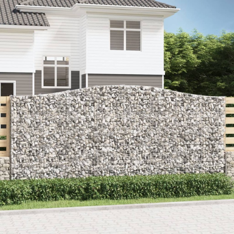 vidaXL Cestas de gaviones 5 uds forma de arco hierro 400x30x180/200 cm