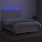 vidaXL Cama box spring colchón y luces LED tela crema 140x200 cm vidaXL Cama box spring colchón y luces LED tela crema 140x200 cm
