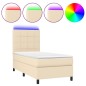 vidaXL Cama box spring colchón y luces LED tela color crema 90x190 cm vidaXL Cama box spring colchón y luces LED tela color crema 90x190 cm
