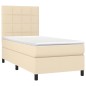vidaXL Cama box spring colchón y luces LED tela color crema 90x190 cm vidaXL Cama box spring colchón y luces LED tela color crema 90x190 cm