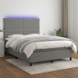 vidaXL Cama box spring colchón y luces LED tela gris oscuro 140x200 cm vidaXL Cama box spring colchón y luces LED tela gris oscuro 140x200 cm