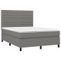 vidaXL Cama box spring colchón y luces LED tela gris oscuro 140x200 cm vidaXL Cama box spring colchón y luces LED tela gris oscuro 140x200 cm