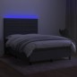 vidaXL Cama box spring colchón y luces LED tela gris oscuro 140x200 cm vidaXL Cama box spring colchón y luces LED tela gris oscuro 140x200 cm