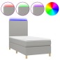 vidaXL Cama box spring colchón y luces LED tela gris claro 90x200 cm
