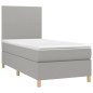 vidaXL Cama box spring colchón y luces LED tela gris claro 90x200 cm