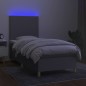 vidaXL Cama box spring colchón y luces LED tela gris claro 90x200 cm