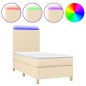 vidaXL Cama box spring colchón y luces LED tela crema 100x200 cm vidaXL Cama box spring colchón y luces LED tela crema 100x200 cm