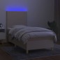 vidaXL Cama box spring colchón y luces LED tela crema 100x200 cm vidaXL Cama box spring colchón y luces LED tela crema 100x200 cm