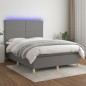 vidaXL Cama box spring colchón y luces LED tela gris oscuro 140x190 cm vidaXL Cama box spring colchón y luces LED tela gris oscuro 140x190 cm