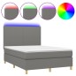 vidaXL Cama box spring colchón y luces LED tela gris oscuro 140x190 cm vidaXL Cama box spring colchón y luces LED tela gris oscuro 140x190 cm