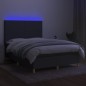 vidaXL Cama box spring colchón y luces LED tela gris oscuro 140x190 cm vidaXL Cama box spring colchón y luces LED tela gris oscuro 140x190 cm